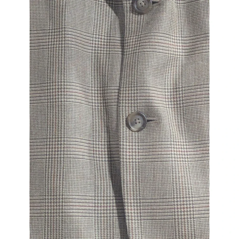 Jos‎ A Bank Mens Brown Windowpane Plaid Silk/Wool Blend Sports Blazer Jacket 48L